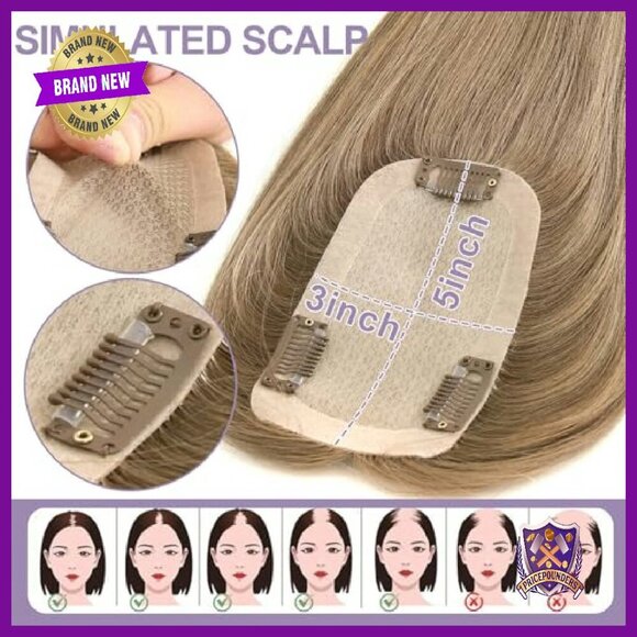 3x5 Silk Base Human Hair Topper, 12 Inch Length, 130% Density